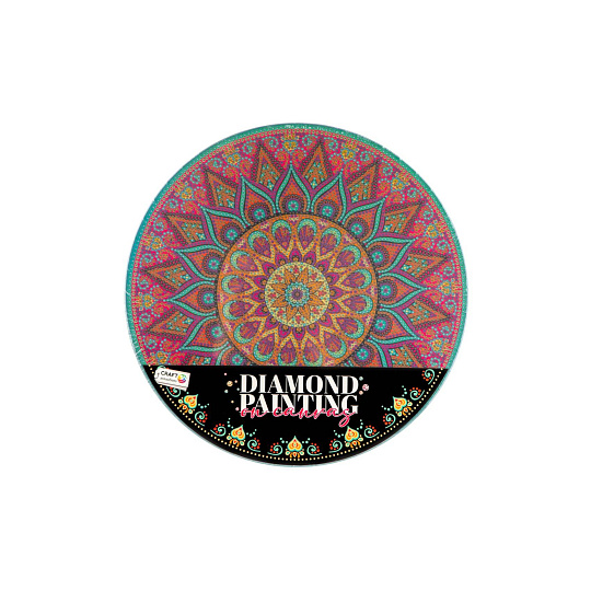 Kreativní sada diamantové malování mandala - květina zelená na kulatém plátně 30cm