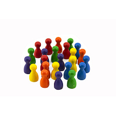 Detoa Figurky dřevo 25mm 24ks 6 barev společenská hra v sáčku 8x13cm