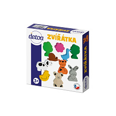 Sada dřevěných zvířátek 10ks v krabičce 15x15x4cm