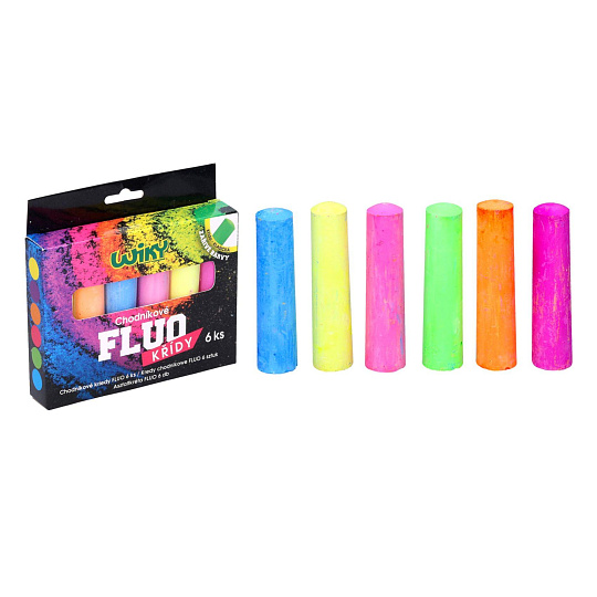 Křídy barevné chodníkové fluo 6ks v krabičce 14x13,5cm