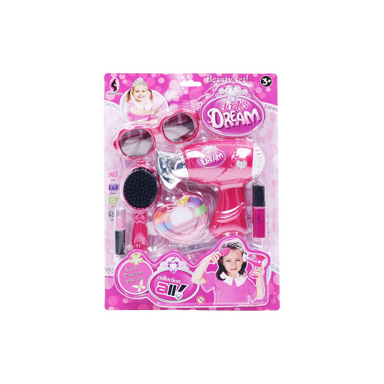 Kosmetická sada s fénem plast na baterie na kartě