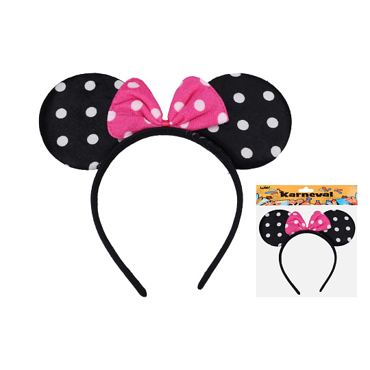 Wiky Čelenka myška s mašlí kov/látka 21x19cm v sáčku karneval