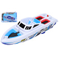 Člun/loď policejní plast 23cm na baterie 2 barvy na kartě