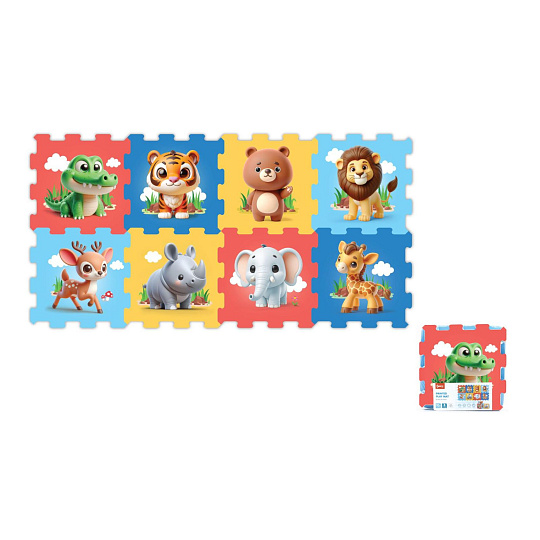 Pěnové puzzle zvířátka zoo 30x30x1cm 8ks ve fólii 10m+ Pěnové puzzle zvířátka zoo 30x30x1cm 8ks ve fólii 10m+