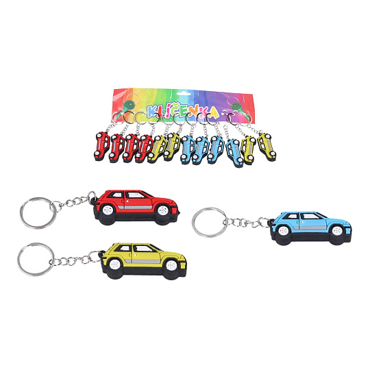 Wiky Přívěsek na klíče/Klíčenka auto 12cm 3 barvy 12ks na kartě