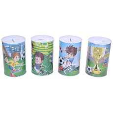 Pokladnička Fotbal plechová 8x13cm 3 druhy ve fólii Pokladnička Fotbal plechová 8x13cm 3 druhy ve fólii