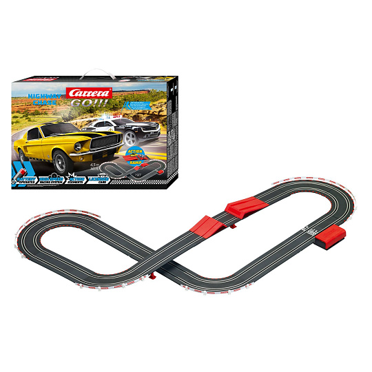 Carrera Autodráha Carrera GO!!! 63519 Highway Chase 4,3m + 2 auta v krabici 54x36x7cm