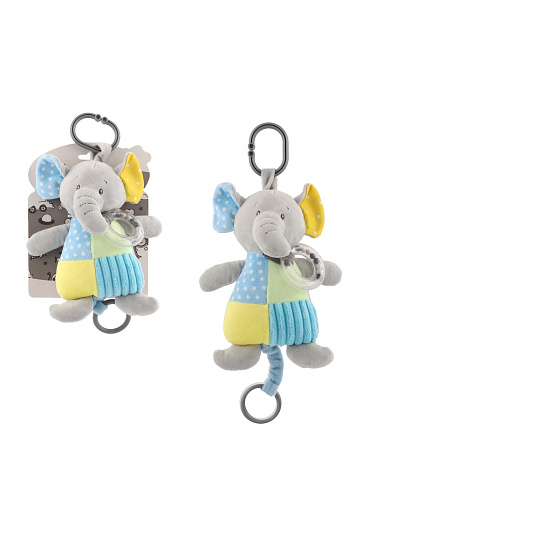 Teddies Slon natahovací hrací strojek plyš 15x21cm na kartě v sáčku 0+