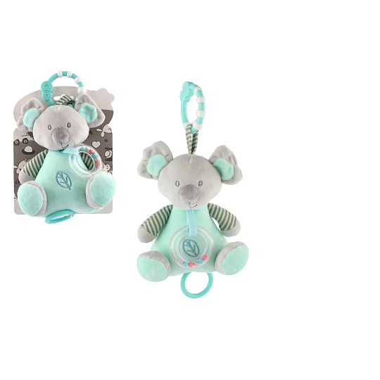 Medvěd koala chrastítko plyš 19cm závěs na post./koč. nat. hrací strojek zelený na kartě v sáčku 0+