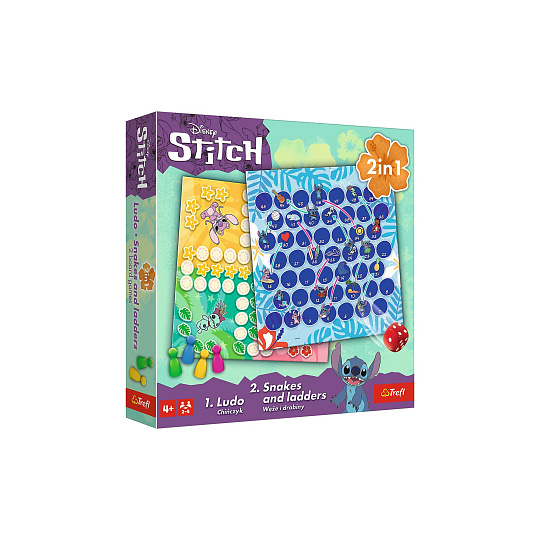 Soubor her 2v1 Člověče, nezlob se, Hadi a žebříky Lilo & Stitch v krabici 24x24x5,5cm