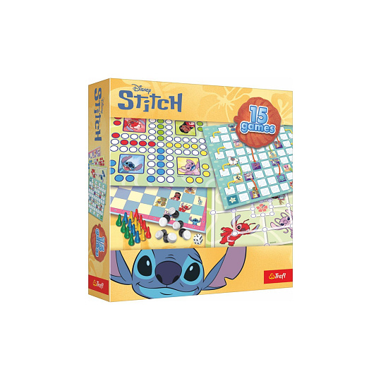 Sada 15 her Stitch společenská hra v krabici 24,5x24,5x5,5cm Sada 15 her Stitch společenská hra v krabici 24,5x24,5x5,5cm