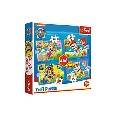 Puzzle 4v1 Štěňata v běhu Tlapková patrola/Paw Patrol 28,5x20,5cm v krabici 28x28x6cm