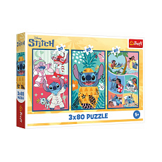 Trefl Puzzle 3x80 Lilo&Stitch - Stitchův svět 18x27,5cm v krabici 29x19x4cm