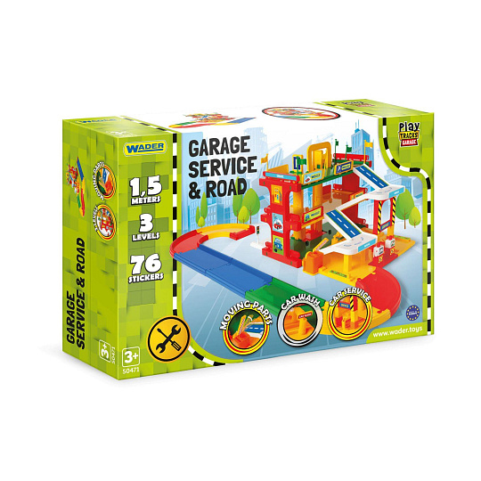 Garáž servis 3 patra + dráha 1,5m plast v krabici 59x40x15cm  Wader