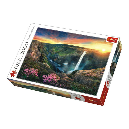 Trefl Puzzle Vodopád Háifoss, Island 2000 dílků 96x68cm v krabici 40x27x6cm