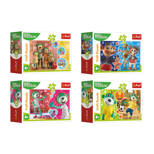Trefl Minipuzzle 54 dílků Veselý svět Trefliků/Treflíci 4 druhy v krabičce 9x6,5x4cm