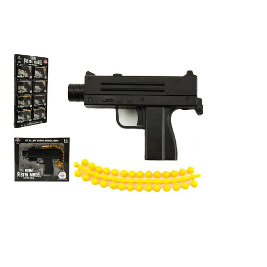 Teddies Pistole kov/plast 11cm na kuličky mix druhů v krabičce 15x12cm