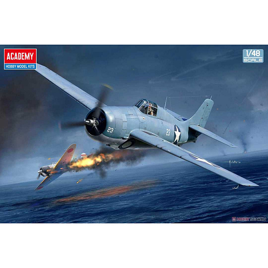 Academy Model Kit letadlo 12355 - USN F4F-4 Wildcat "Battle of Midway" (1:48)