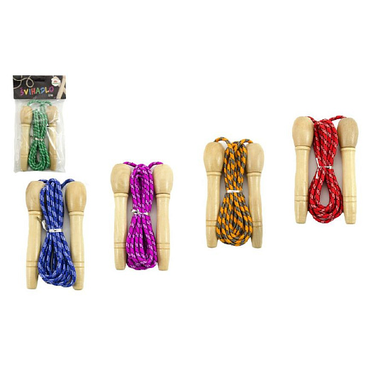 Teddies Švihadlo 2,7m s dřevěnou rukojetí asst mix barev, v sáčku CZ design