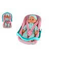 Teddies Panenka miminko plast/látka 30cm měkké tělo v nosítku/autosedačce s dudlíkem 2 barvy