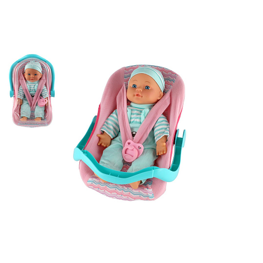 Teddies Panenka miminko plast/látka 30cm měkké tělo v nosítku/autosedačce s dudlíkem 2 barvy