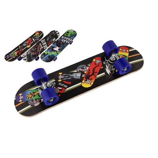 Skateboard drevěný 60cm 3 barvy ve fólii