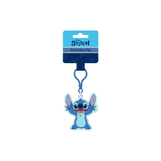 Přívěsek na klíče/Klíčenka Lilo a Stitch plast 11cm na baterie se světlem na kartě