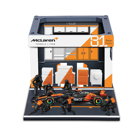 Bburago - Formula Racing F1 Pit Pass set - McLaren Team MCL39 (2025), #81 Oscar Piastri, 1:43 Bburago - Formula Racing F1 Pit Pass set - McLaren Team MCL39 (2025), #81 Oscar Piastri, 1:43