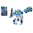 Transformer auto/robot plast 14cm modrý na kartě 17x26x6cm