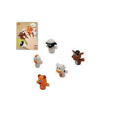 Teddies Maňásek prstový zvířátko domácí farma guma 5cm na kartě 16x20,5cm