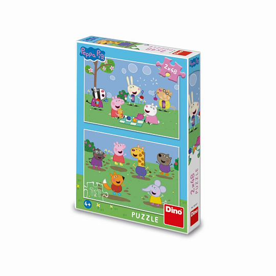 Dino PEPPA PIG A KAMARÁDI 2x48 Puzzle Dino PEPPA PIG A KAMARÁDI 2x48 Puzzle