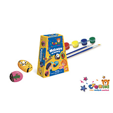 Malování na kameny/oblázky s barvami se štětci created v krabičce 19x14x5cm