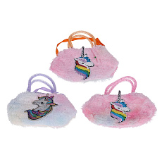 Peněženka/Kabelka jednorožec látková/plyš 6 barev 18x20x2cm