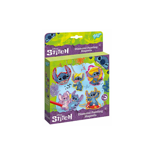 Kreativní sada diamantové malování na magnety Stitch s nalepovacími diamanty na kartě 18x25cm