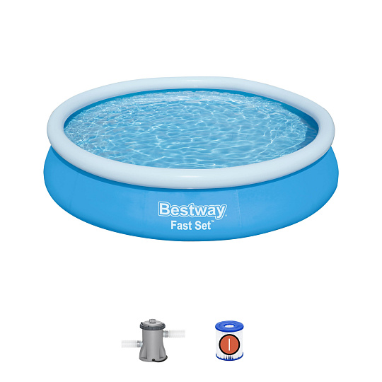 Bestway Nadzemní bazén kruhový Fast Set, kartušová filtrace, průměr 3,66m, výška 76cm Bestway Nadzemní bazén kruhový Fast Set, kartušová filtrace, průměr 3,66m, výška 76cm
