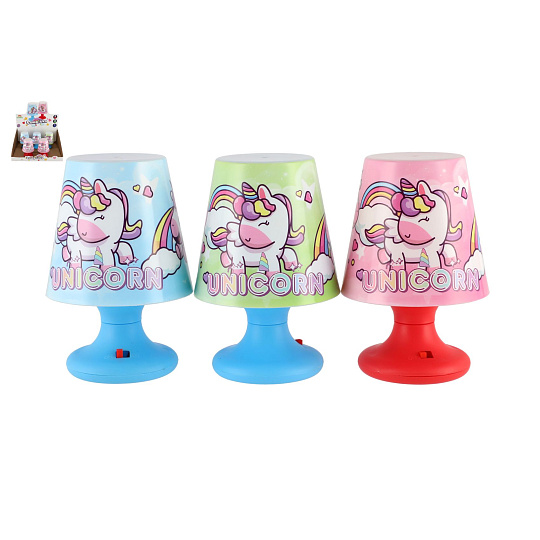 Teddies Mini lampička s jednorožcem na stůl plast 8x11cm na baterie 3 barvy