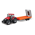 Bburago - FARMLAND, Case IH Optum CVX 300 s nízkopodlažním přívěsem, 10 cm