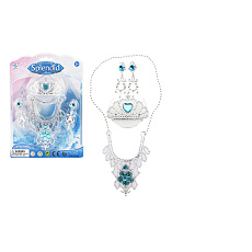 Teddies Sada krásy plast korunka, náhrdelník, naušnice na kartě 18x25cm