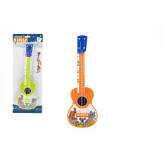 Teddies Ukulele/kytara plast 40cm s trsátkem Zvířátka a jejich kapela 2 barvy na kartě