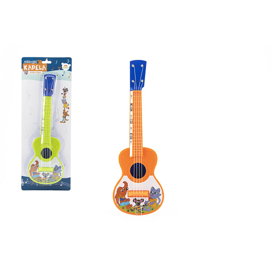 Teddies Ukulele/kytara plast 40cm s trsátkem Zvířátka a jejich kapela 2 barvy na kartě Teddies Ukulele/kytara plast 40cm s trsátkem Zvířátka a jejich kapela 2 barvy na kartě