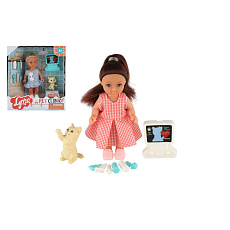 Teddies Panenka veterinářka plast 11cm pevné tělo s doplňky 2 druhy v krabičce 15x16x4,5cm