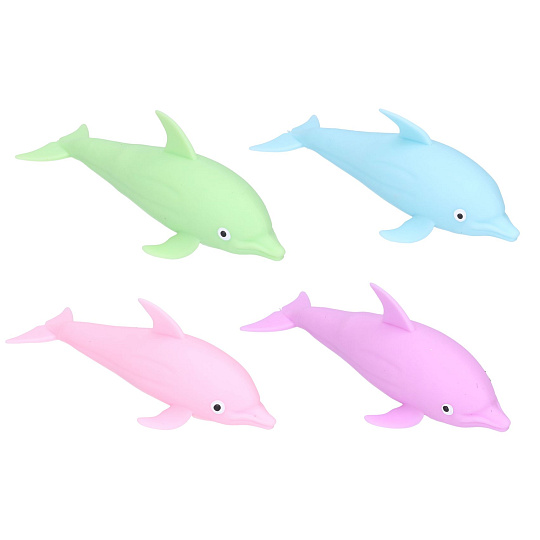 Wiky Delfín mačkací antistresový svítící silikon 16cm na baterie 4 barvy Wiky Delfín mačkací antistresový svítící silikon 16cm na baterie 4 barvy