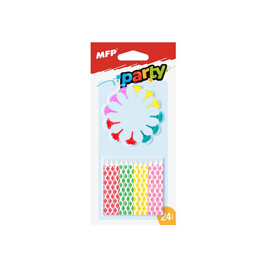 MFP Dortové svíčky MFP barevné 24ks+12ks držák