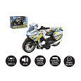 Motorka policejní 12cm kov/plast česky mluvící na zpětné nat. na bat. se světlem/zvukem v krab.15x11