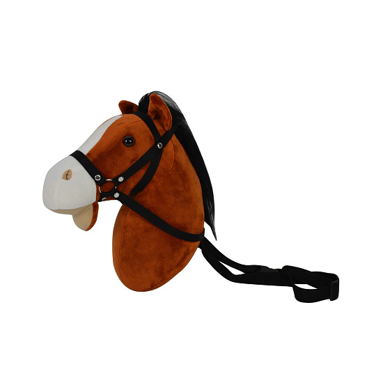 Koňská hlava s popruhem plyš 30cm se zvukem tmavě hnědý s obalem v sáčku Koňská hlava s popruhem plyš 30cm se zvukem tmavě hnědý s obalem v sáčku