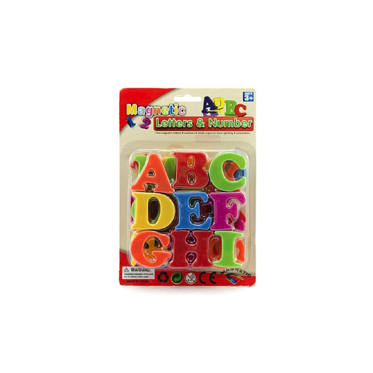 Magnetická písmena 4cm cca 27ks plast na kartě 15x21,5cm