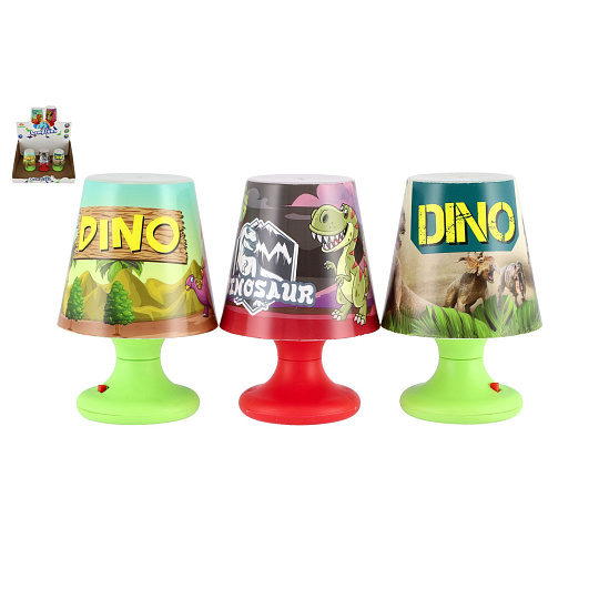 Teddies Mini lampička s dinosaurem na stůl plast 8x11cm na baterie 4 druhy