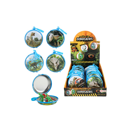 Teddies Peněženka na klíče dinosaurus kov/plast 8cm 2 barvy