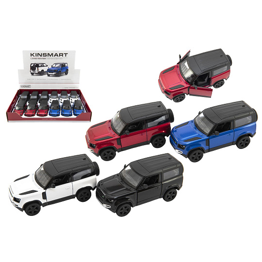 Teddies Auto Kinsmart Land Rover Defender 90 kov/plast 1:36 12,5cm na zpětné natažení 4 barvy