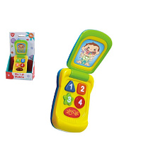 Teddies Telefon Mobil plast 14cm na baterie se zvukem se světlem na kartě 11x20x5,5cm 18m+